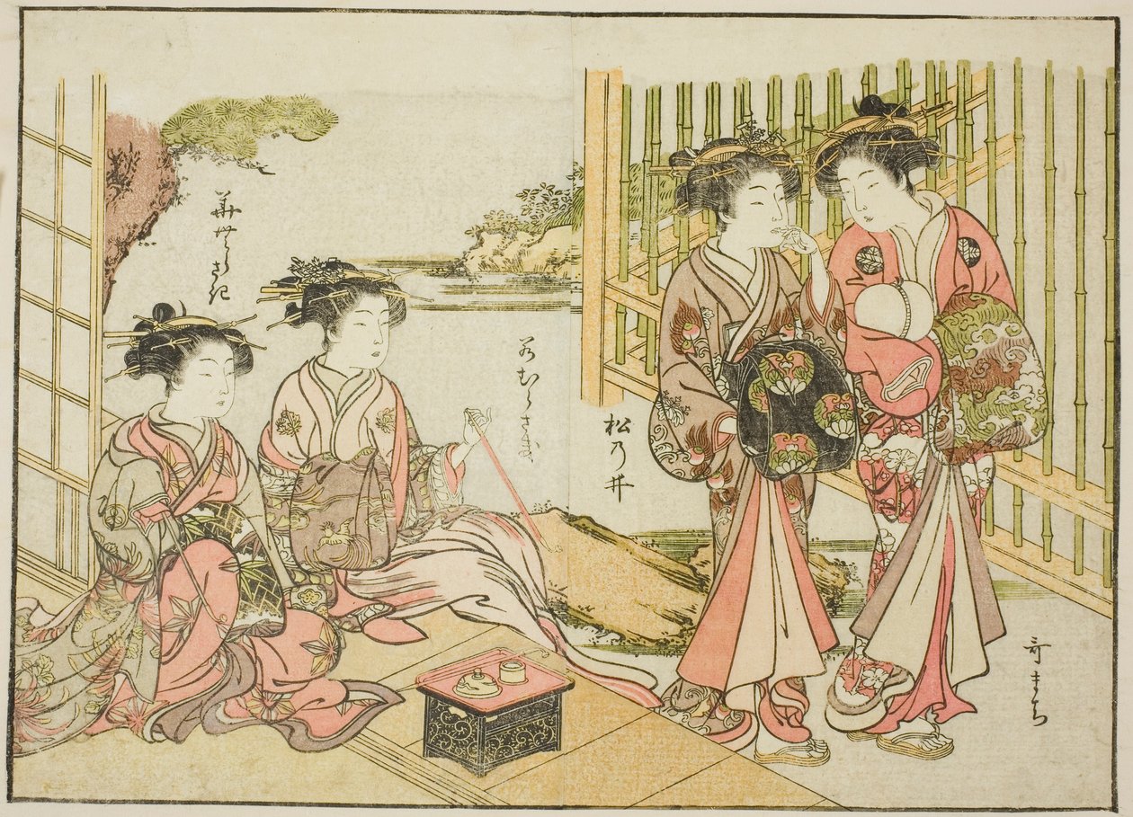 Courtisanes du Matsubaya, du livre "Miroir des belles femmes des quartiers de plaisir (Seiro bijin awase sugata kagami)," vol. 1 - Katsukawa Shunsho