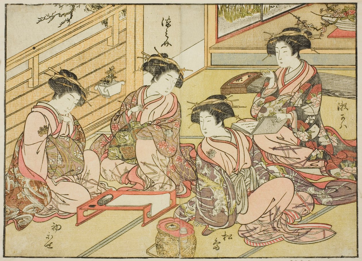 Courtisanes du Matsubaya, du livre "Miroir des belles femmes des quartiers de plaisir," vol. 1 - Katsukawa Shunsho