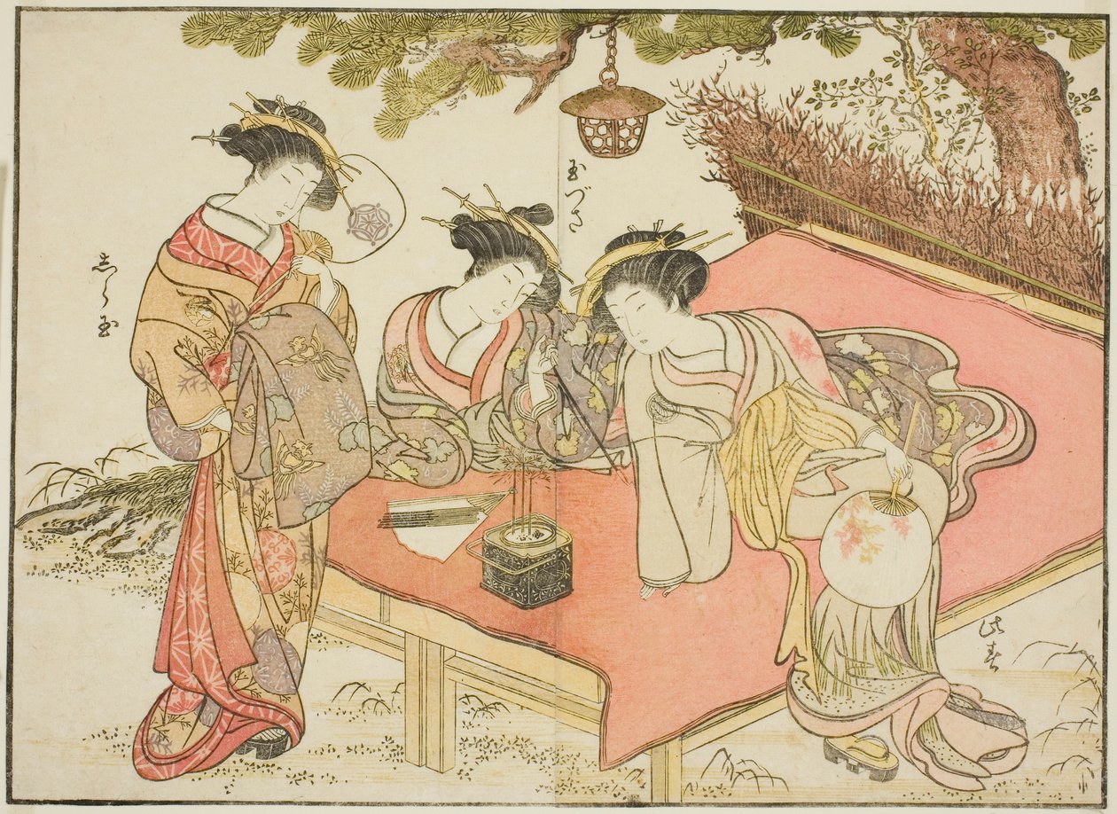 Courtisanes du Yadaya, du livre "Miroir des belles femmes des quartiers de plaisir (Seiro bijin awase sugata kagami)," vol. 1 - Katsukawa Shunsho