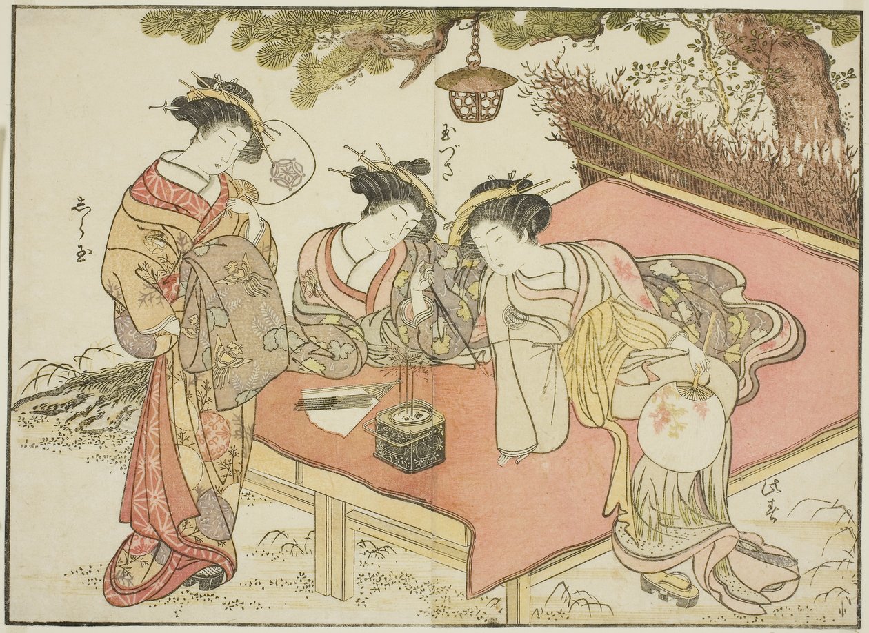 Courtisanes de Yadaya, du livre "Miroir des belles femmes des quartiers de plaisir (Seiro bijin awase sugata kagami)" - Katsukawa Shunsho