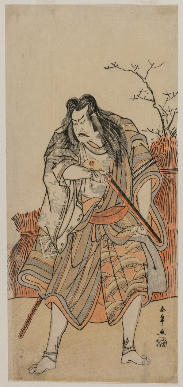 Nakajima Kanzaemon en seigneur déguisé en chasseur avec un fusil - Katsukawa Shunsho