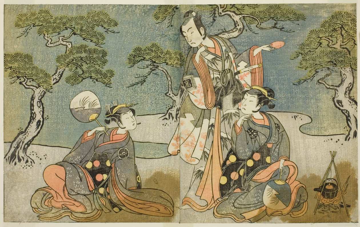 Les acteurs Nakamura Nakazo I en tant que Matsukaze (à droite), Ichikawa Komazo II en tant qu