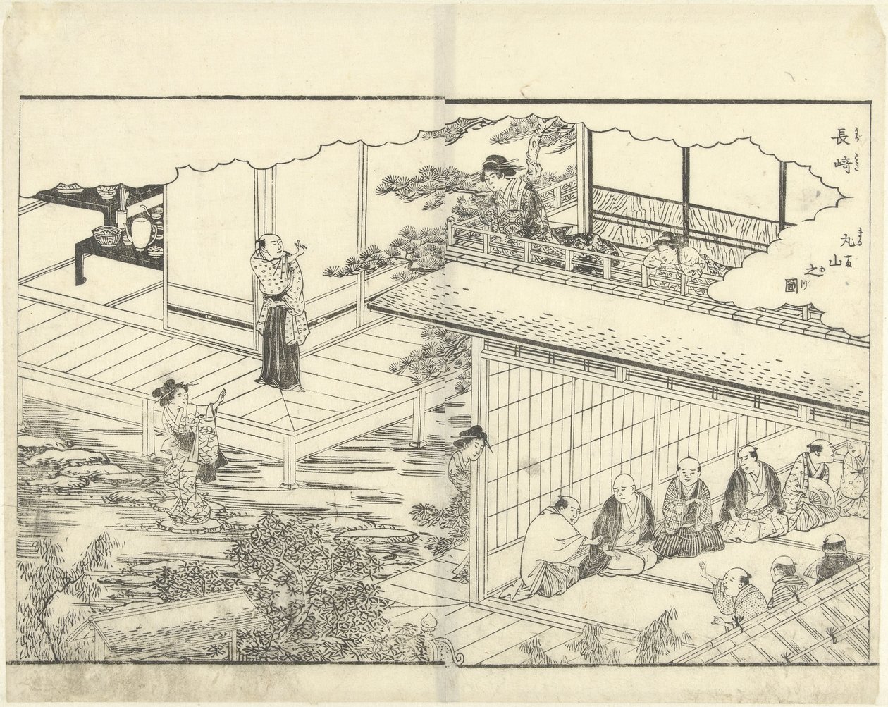 Maruyama à Nagasaki - Katsukawa Shuntei