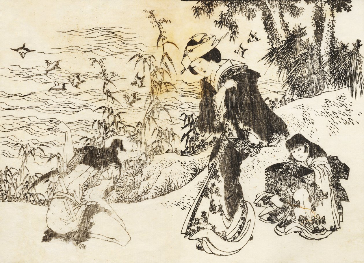 Une Mariée en Route avec sa Servante - Katsushika Hokusai