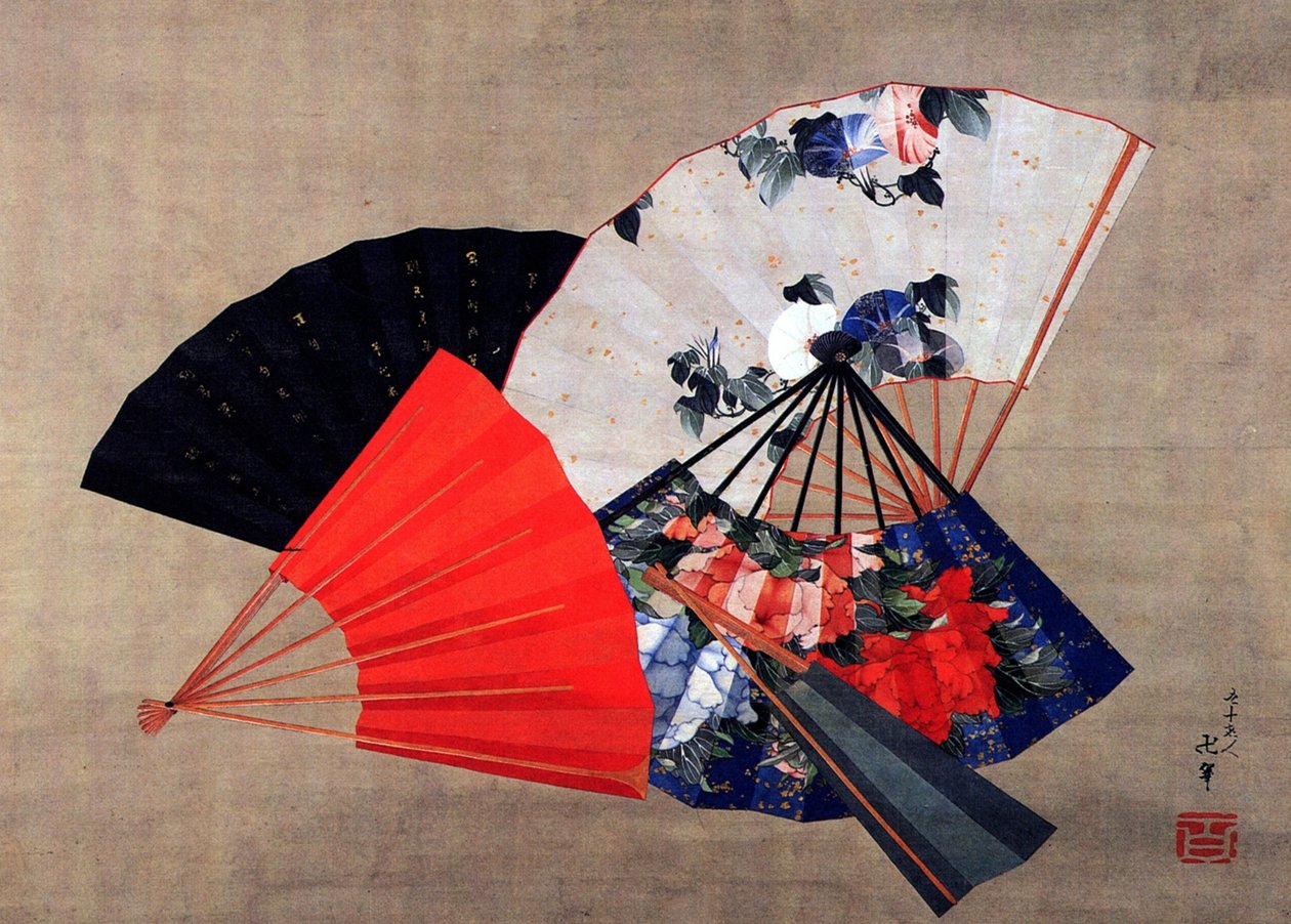 Cinq éventails - Katsushika Hokusai