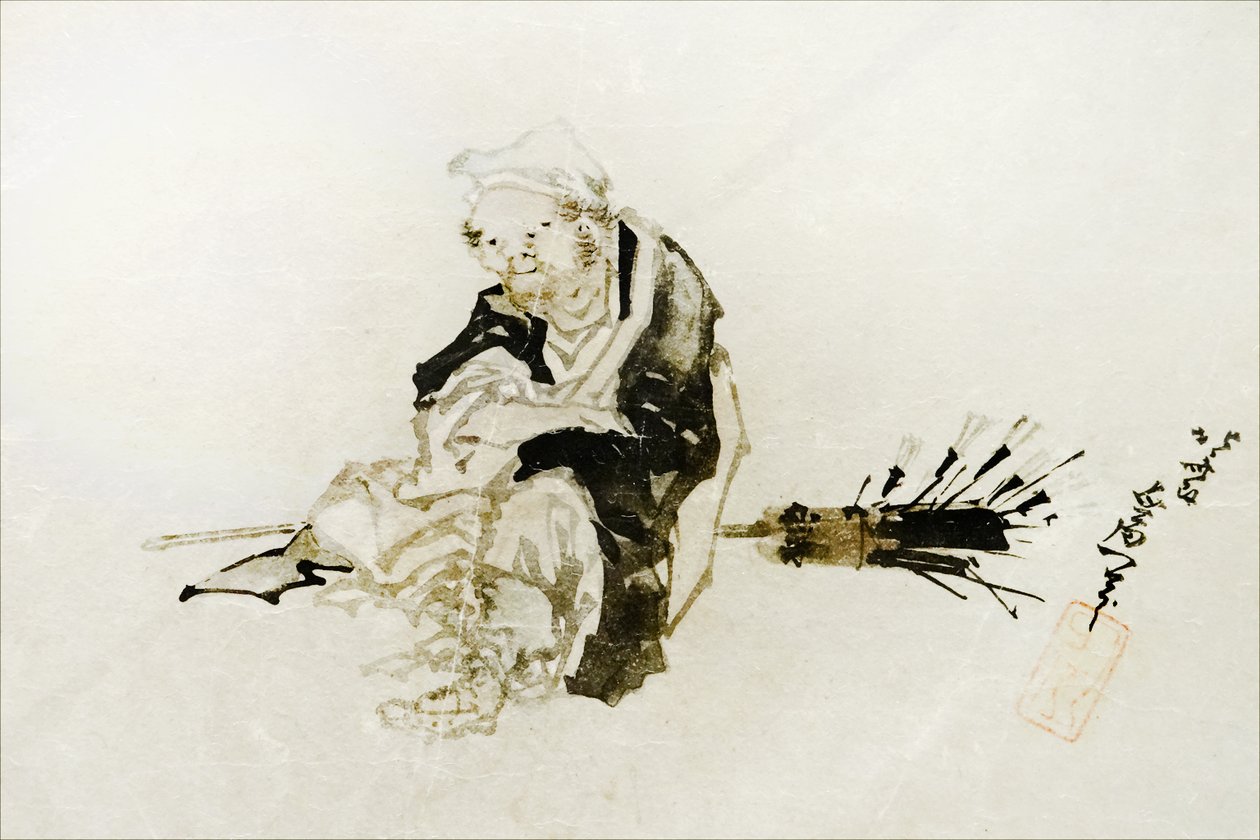 Marchand ambulant de fouets en bambou - Katsushika Hokusai