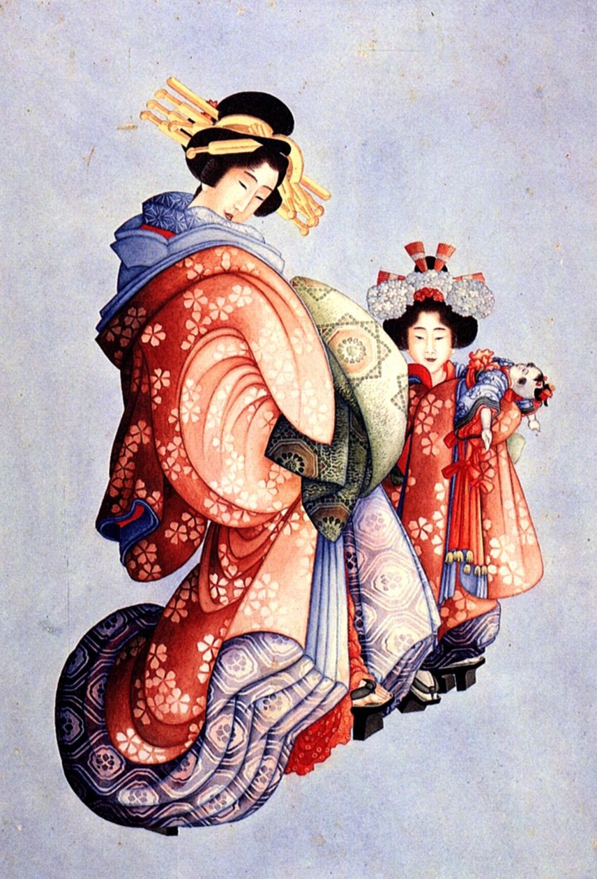 Oiran et Kamuro - Katsushika Hokusai