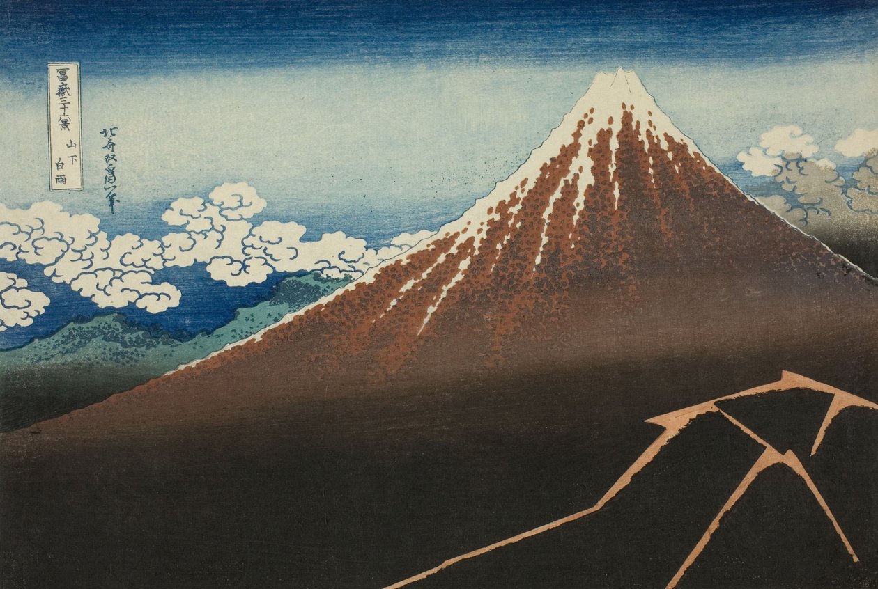 Averse sous le sommet, de la série Trente-six vues du mont Fuji - Katsushika Hokusai
