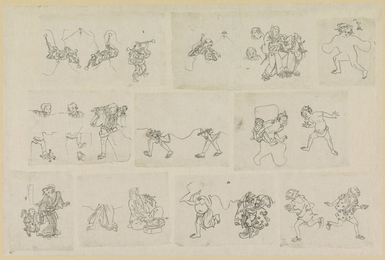 Onze différentes représentations de personnes - Katsushika Hokusai (possibly)