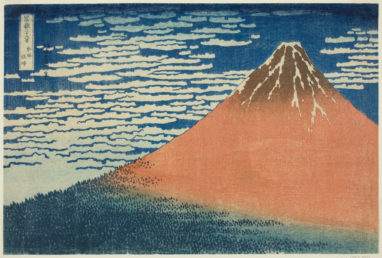Une brise légère par une belle journée (Gaifu kaisei), de la série "Trente-six vues du mont Fuji (Fugaku sanjurokkei)" - Katsushika Hokusai