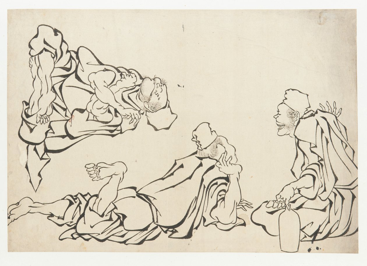 Un combat de saké - Katsushika Hokusai