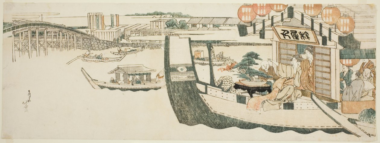 Parties de bateau sur la rivière Sumida - Katsushika Hokusai