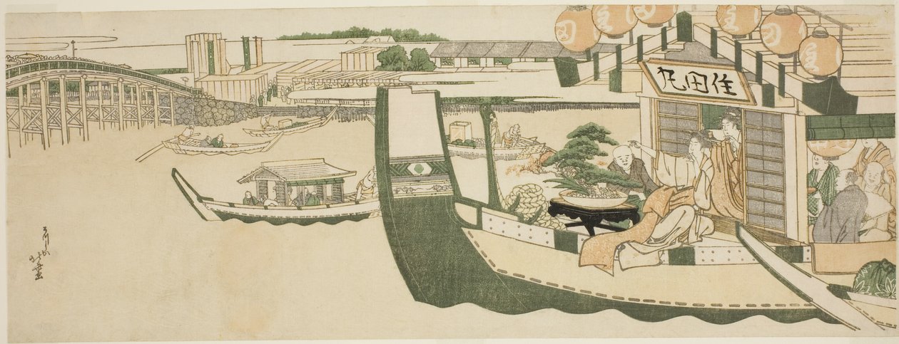 Parties de bateau sur la rivière Sumida - Katsushika Hokusai