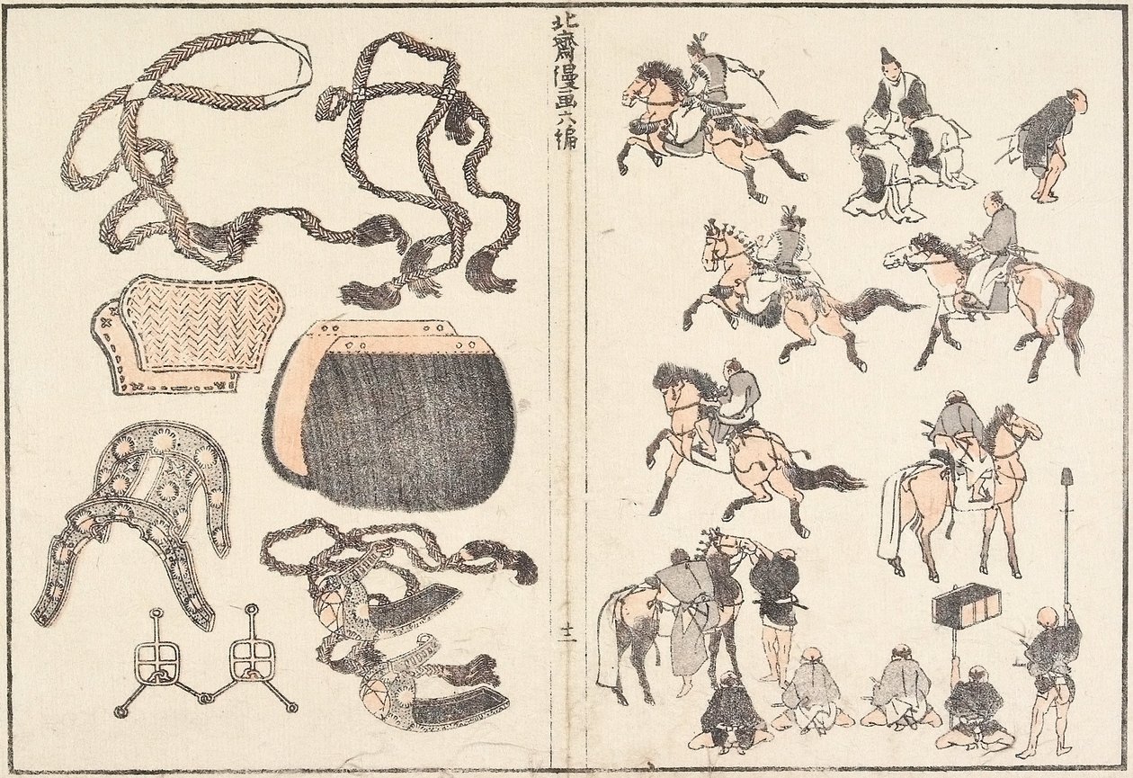 Cavaliers et harnais - Katsushika Hokusai