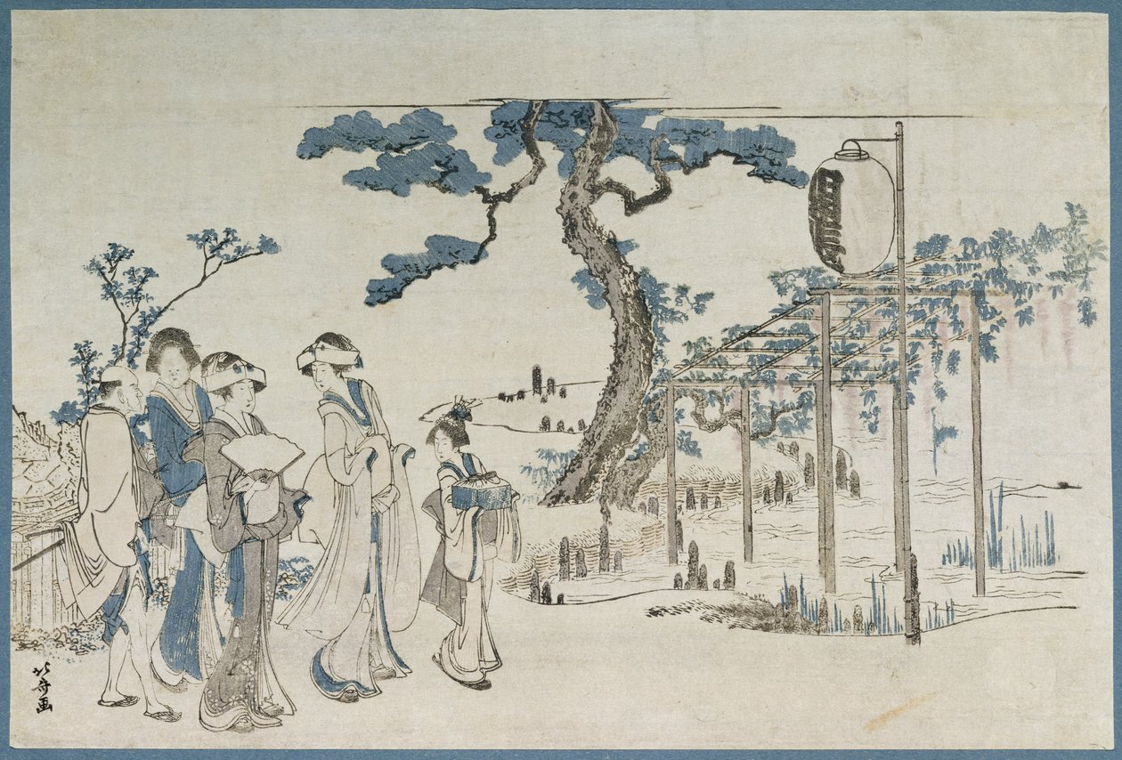 Dames Visitant les Jardins de Glycine à Kameido - Katsushika Hokusai