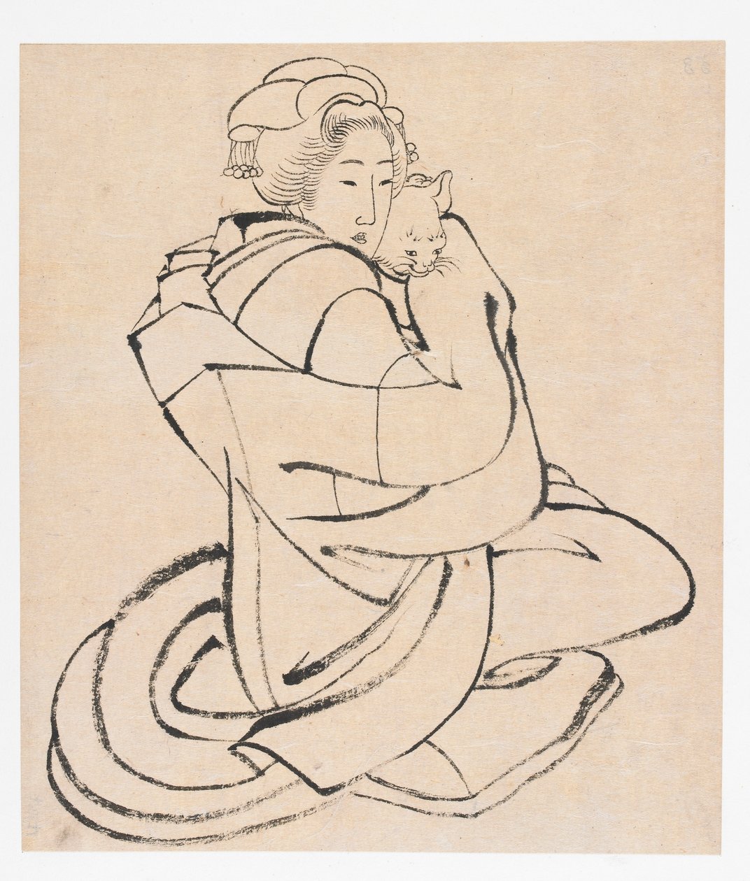 Dame tenant un chat, période Edo, vers 1810s - Katsushika Hokusai