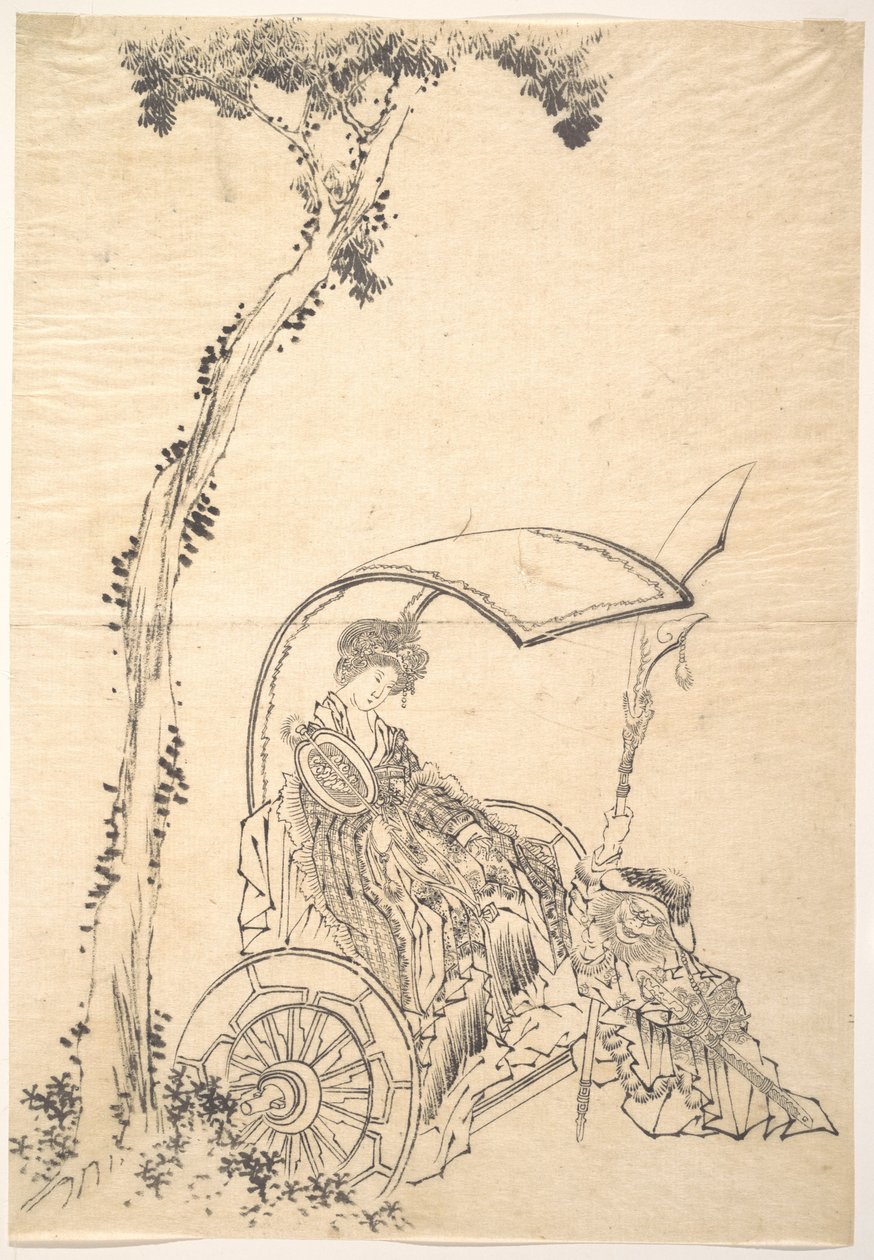 Une dame dans un char - Katsushika Hokusai