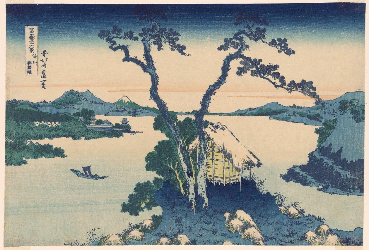Lac Suwa dans la province de Shinano (Shinshu Suwako), de la série "Trente-six vues du mont Fuji (Fugaku sanjurokkei)" - Katsushika Hokusai