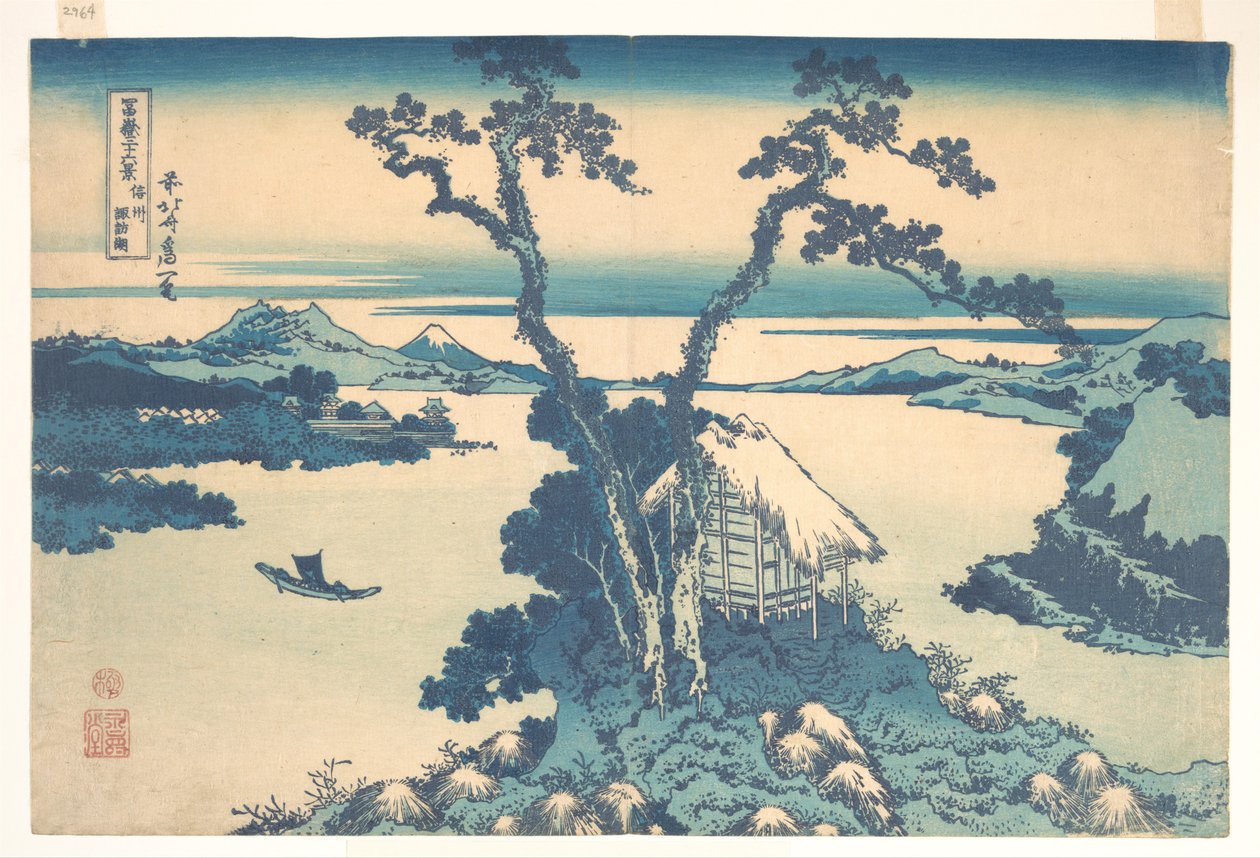 Le lac Suwa dans la province de Shinano (Shinshū Suwako), tiré de la série « Les trente-six vues du mont Fuji » (Fugaku sanjūrokkei) - Katsushika Hokusai