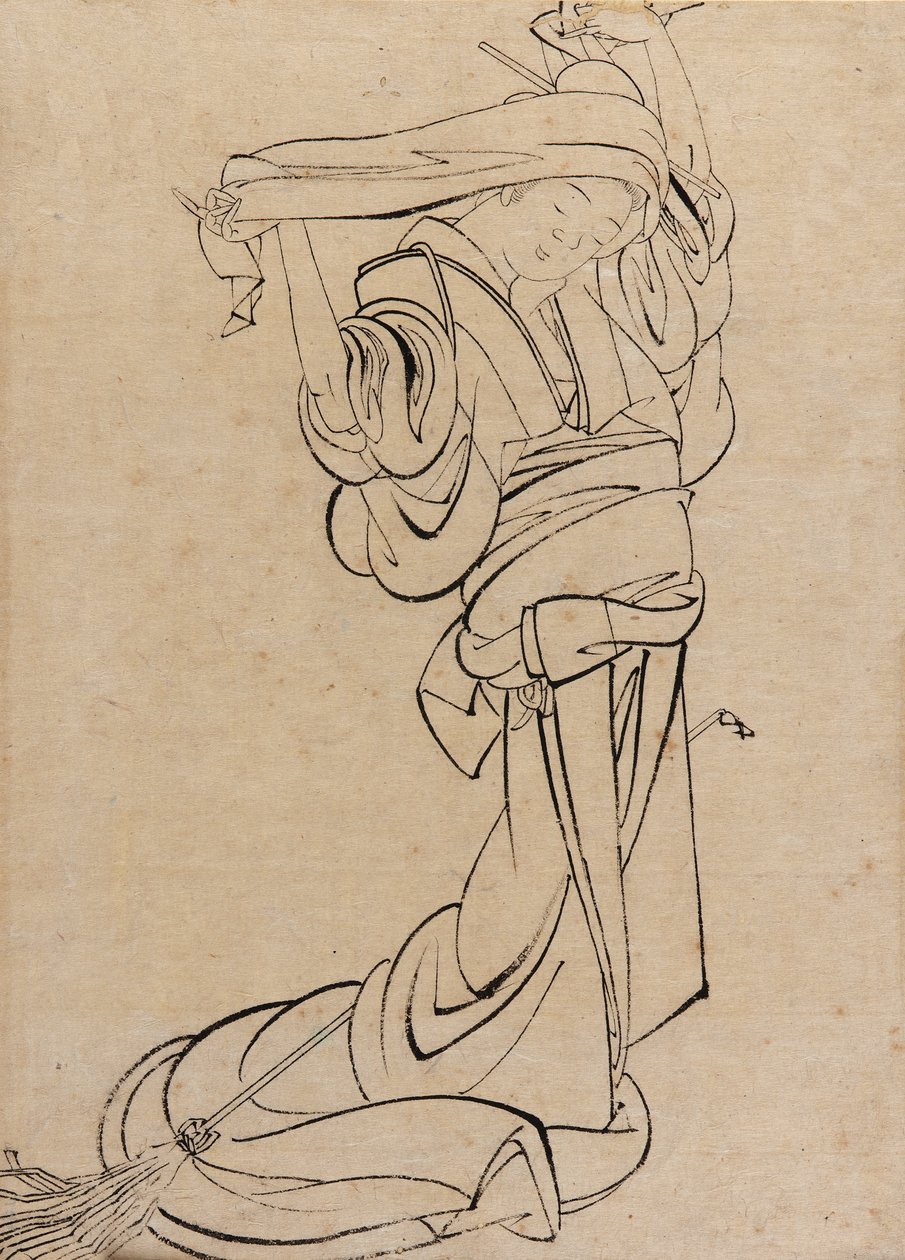 Jeune fille jouant du samisen, fin du XVIIIe-début du XIXe siècle - Katsushika Hokusai