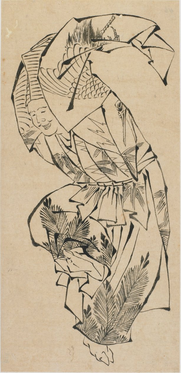 Danseur masculin, Manzai - Katsushika Hokusai