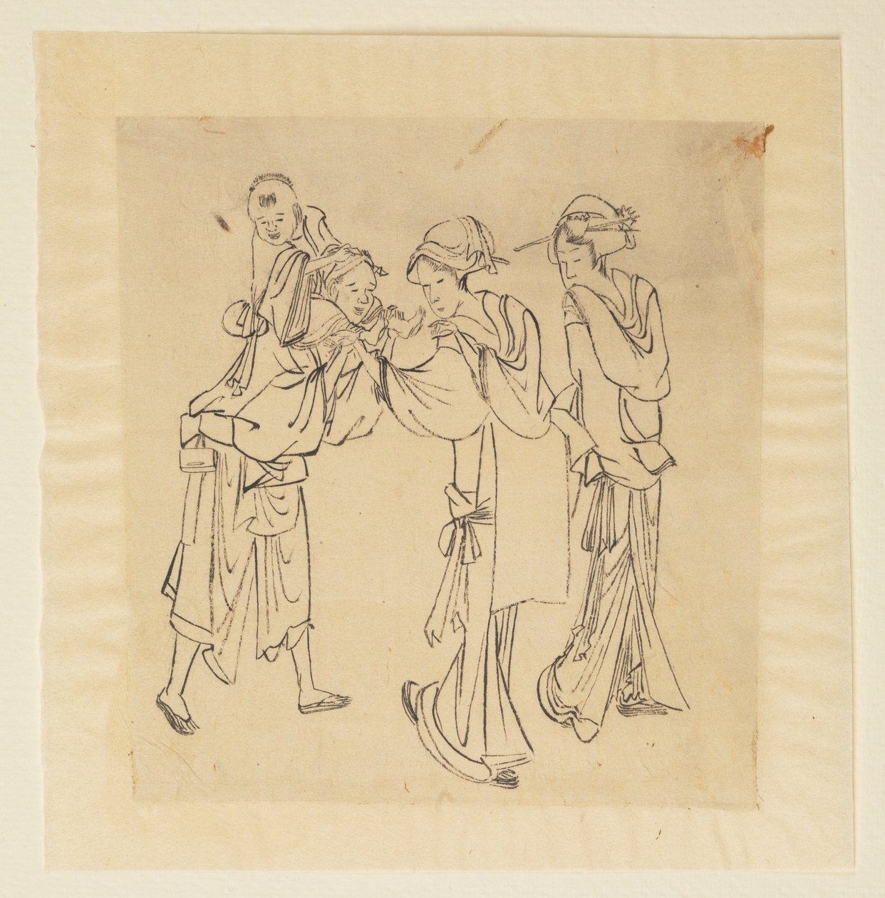 Un homme, deux femmes et un enfant - Katsushika Hokusai
