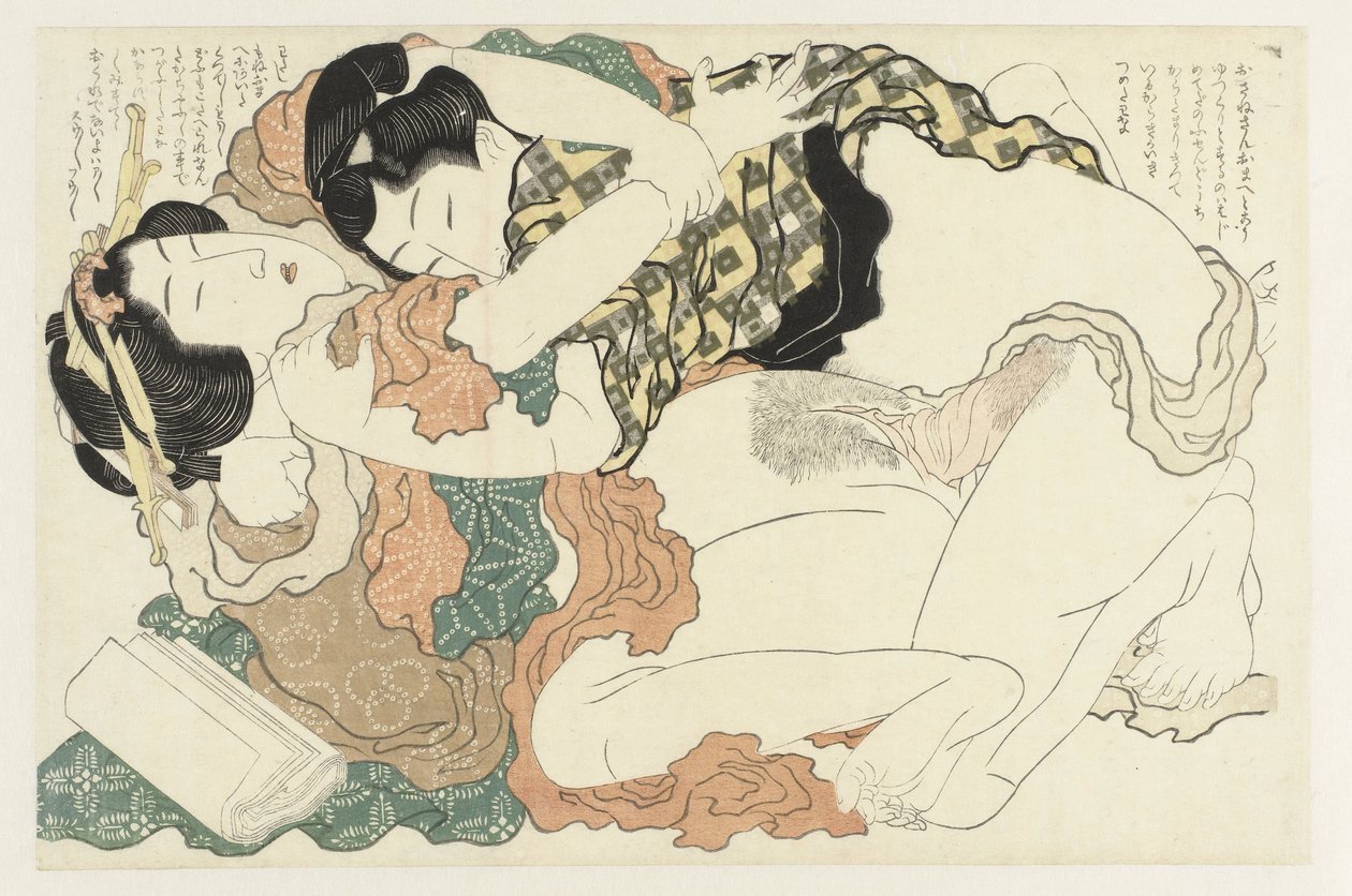 Homme et femme dans une étreinte intime - Katsushika Hokusai