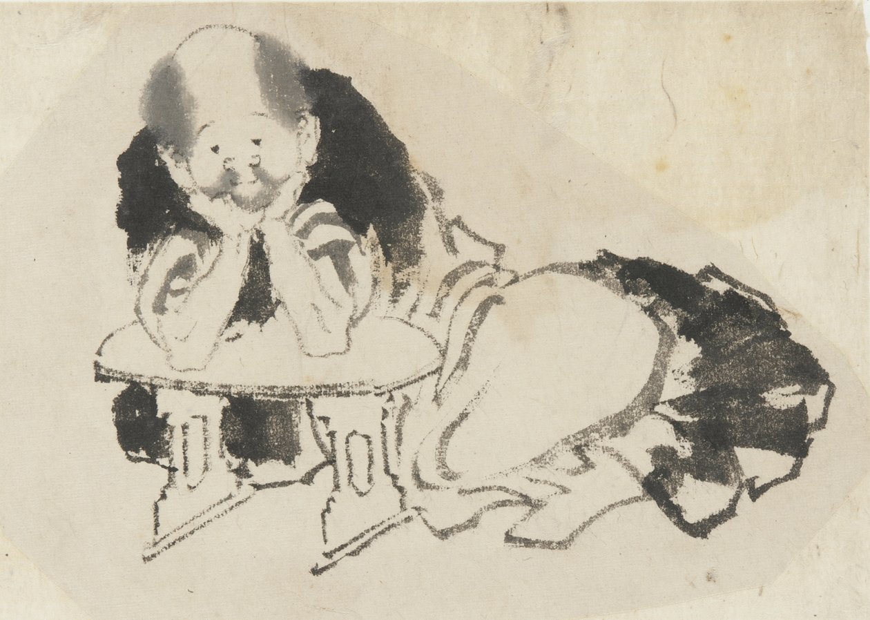 Homme assis avec un accoudoir, période Edo - Katsushika Hokusai