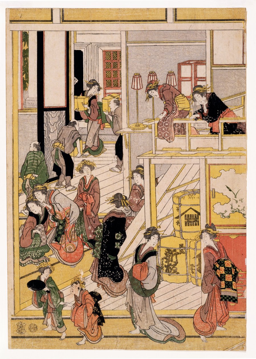 Jours du Nouvel An de la Maison de Thé Ogi-ya - Katsushika Hokusai
