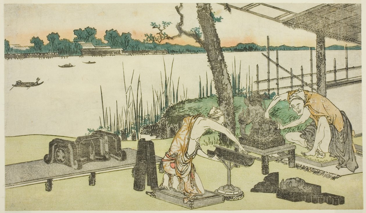 Potiers au travail - Imado - Katsushika Hokusai