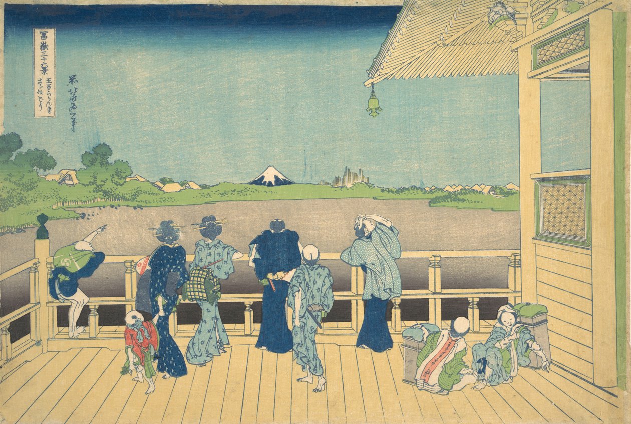 Salle Sazai au temple des cinq cents Arhats Gohyaku Rakanji Sazaido, vers 1830-1832 - Katsushika Hokusai