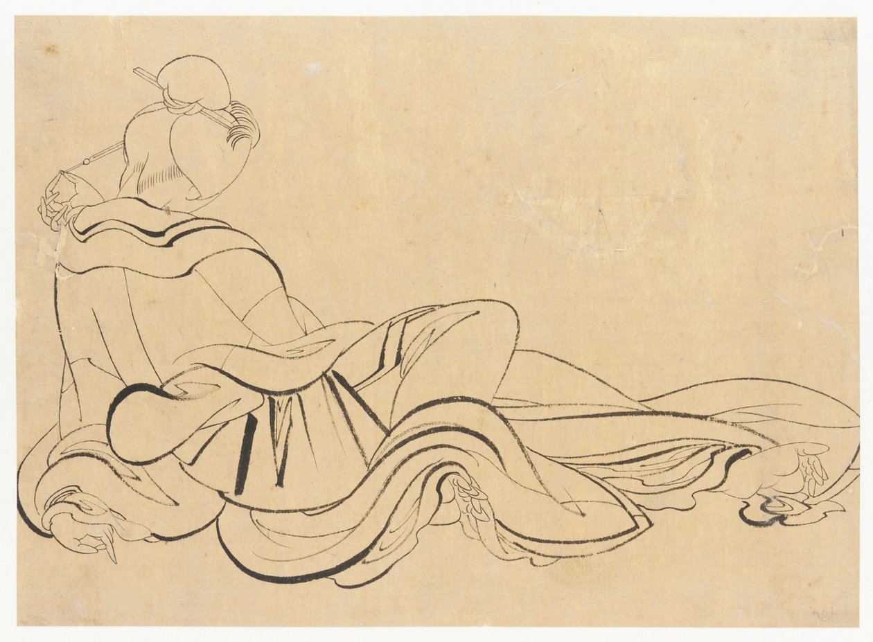Femme assise se grattant la tête, fin du XVIIIe-début du XIXe siècle - Katsushika Hokusai