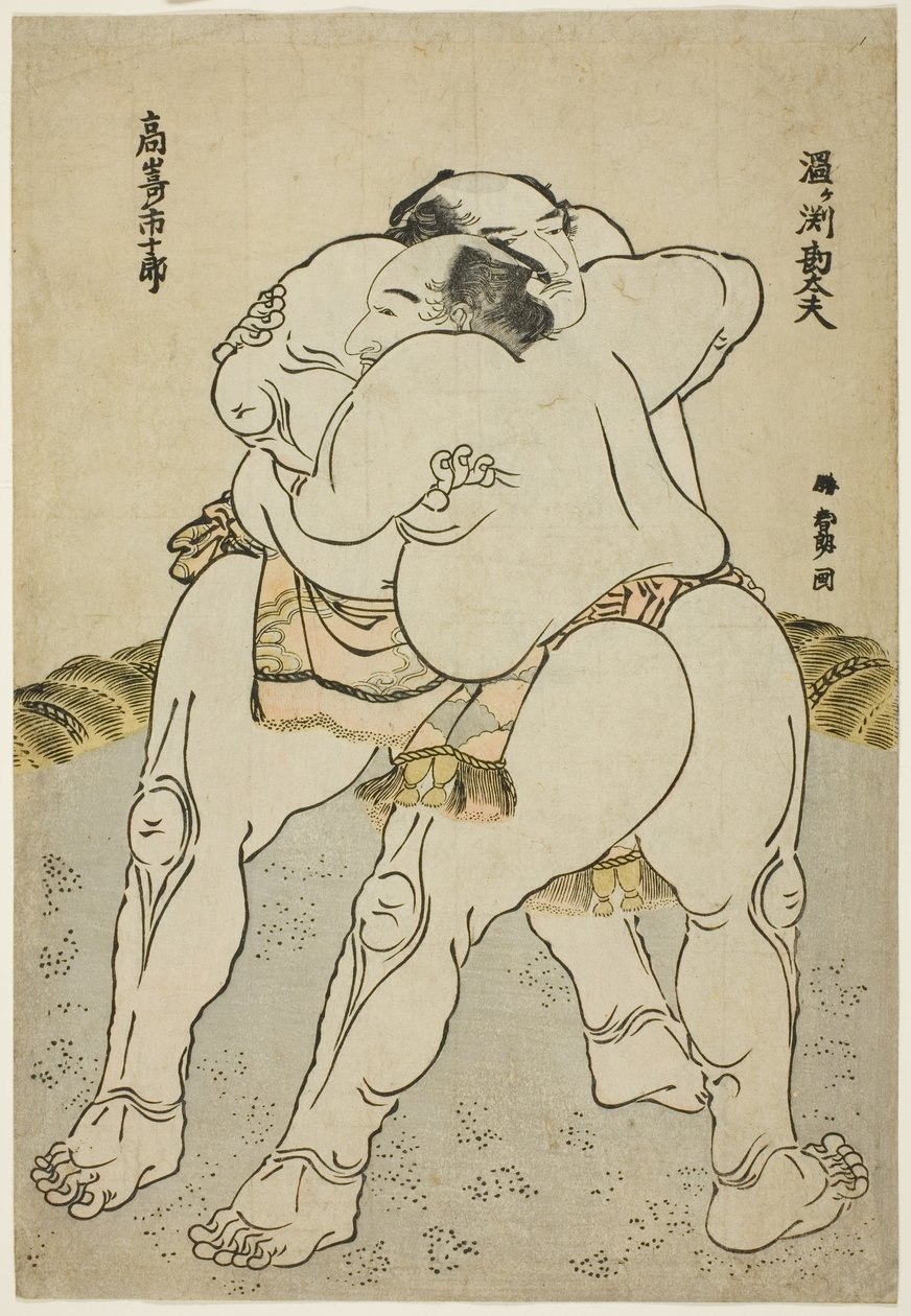 Les lutteurs de sumo Uzugafuchi Kandayu et Takasaki Ichijuro - Katsushika Hokusai