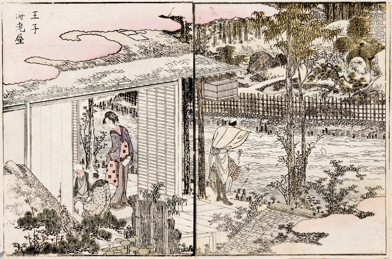 Le restaurant Ebiya à Oji. De la série Plaisirs dans la capitale orientale, 1802 - Katsushika Hokusai