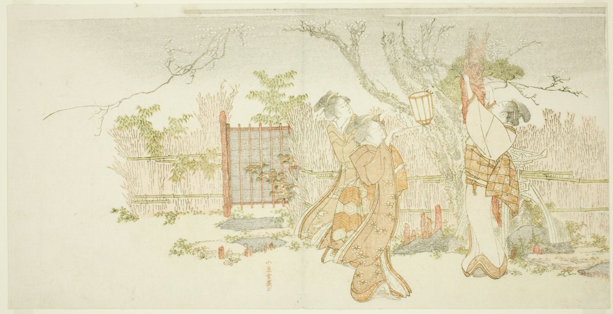 Trois femmes sous un prunier la nuit - Katsushika Hokusai