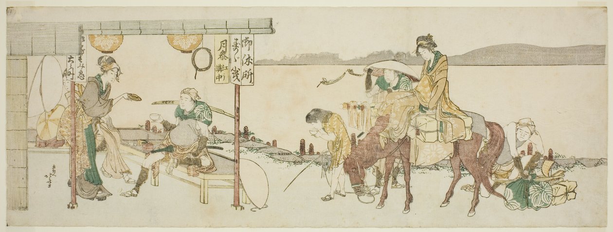 Maison de thé des voyageurs - Katsushika Hokusai