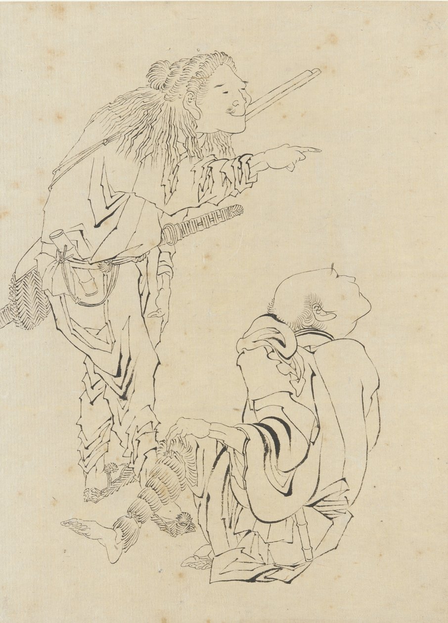 Deux chasseurs, période Edo - Katsushika Hokusai