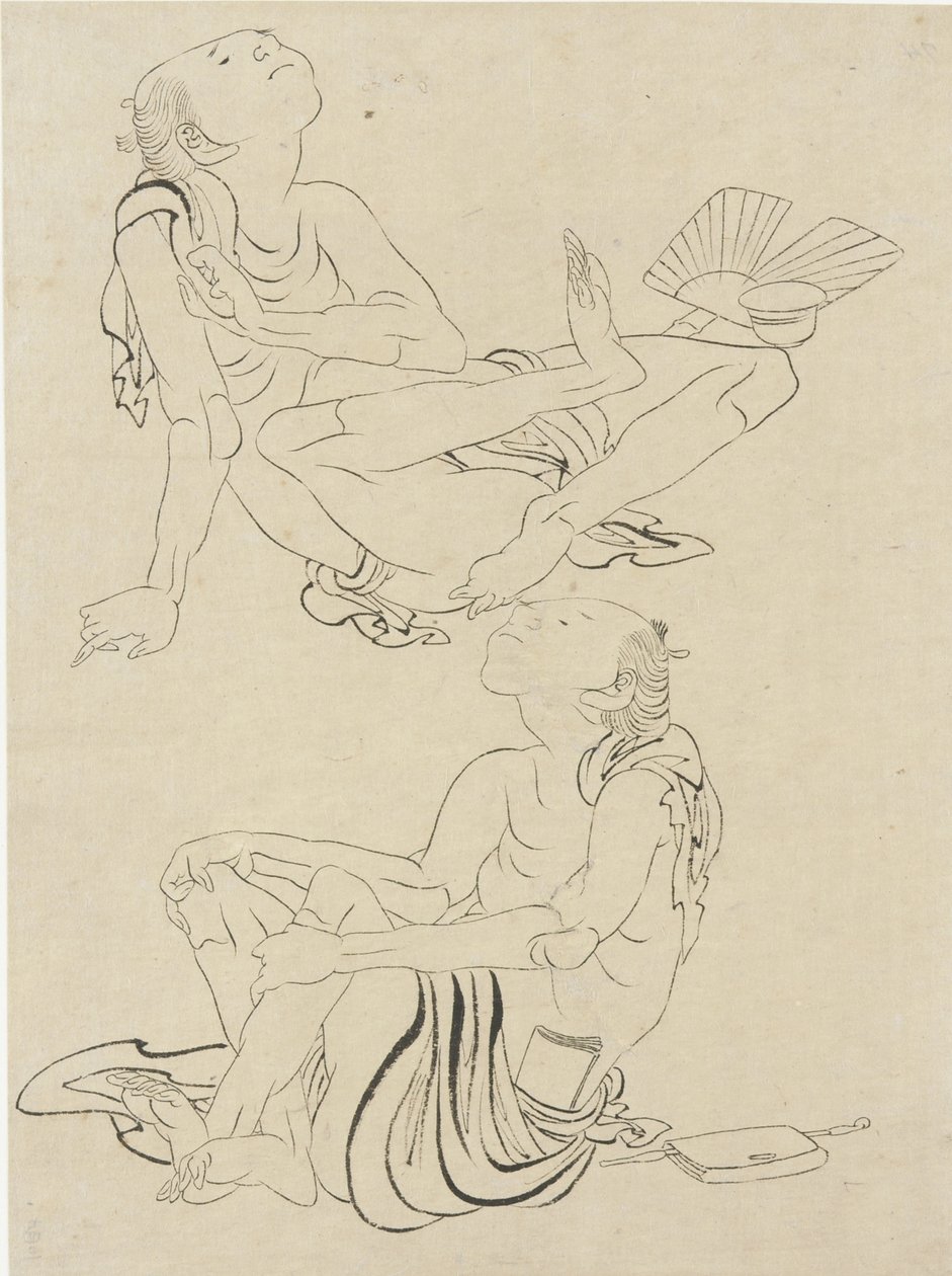 Deux hommes se relaxant en été, période Edo (encre sur papier) - Katsushika Hokusai