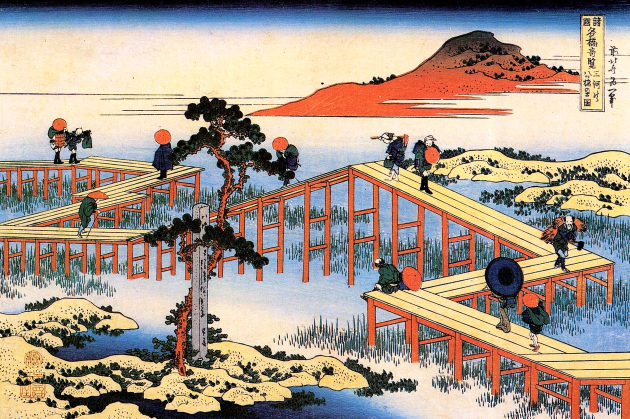Yatsuhashi dans la province de Mikawa, vers 1835 - Katsushika Hokusai