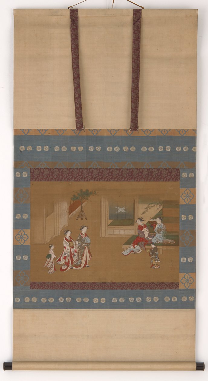 Deux yujo rendant visite à deux autres pour le Nouvel An, 18e siècle - Kawamata Tsunemasa