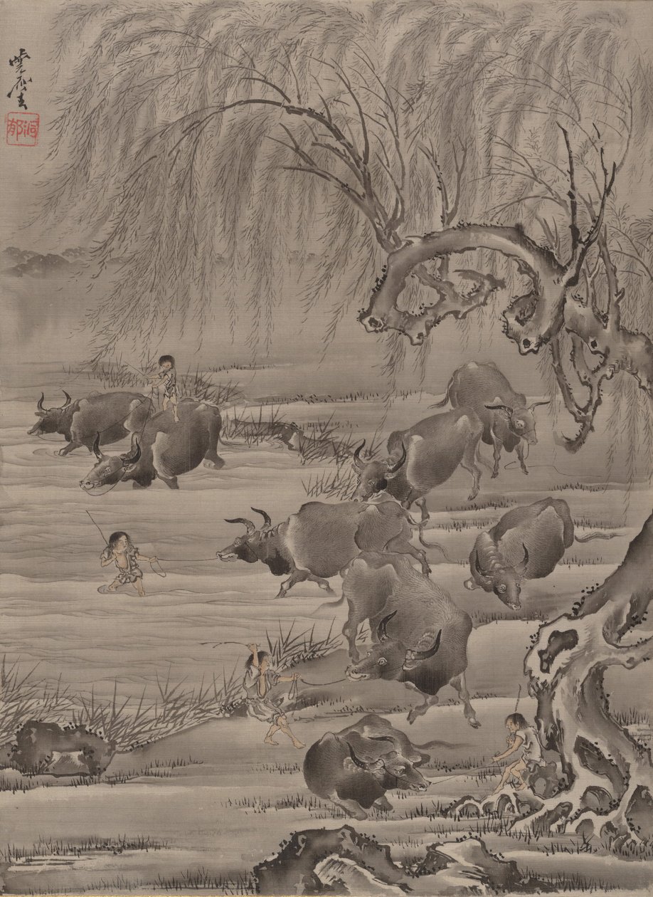 Buffle et berger, ca. 1887 - Kawanabe Kyosai