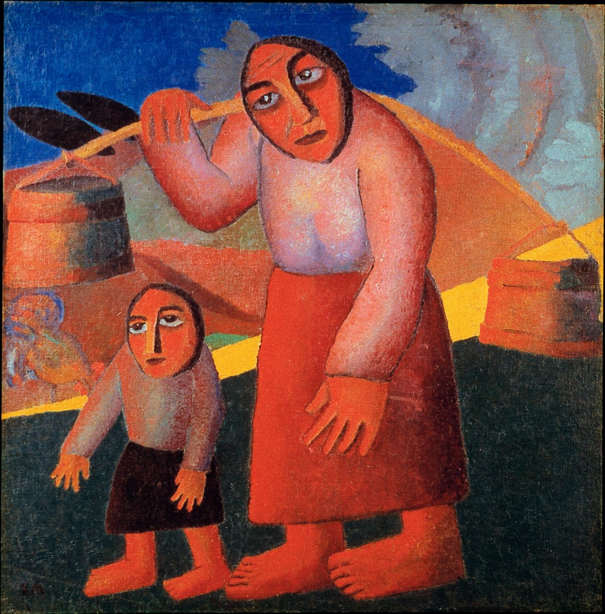 Paysan avec des seaux Peinture de Kasimir Malevitch (1878-1935) 1911 Dim. 173x73 cm Amsterdam, Stedelijk Museum - Kazimir Severinovich Malevich