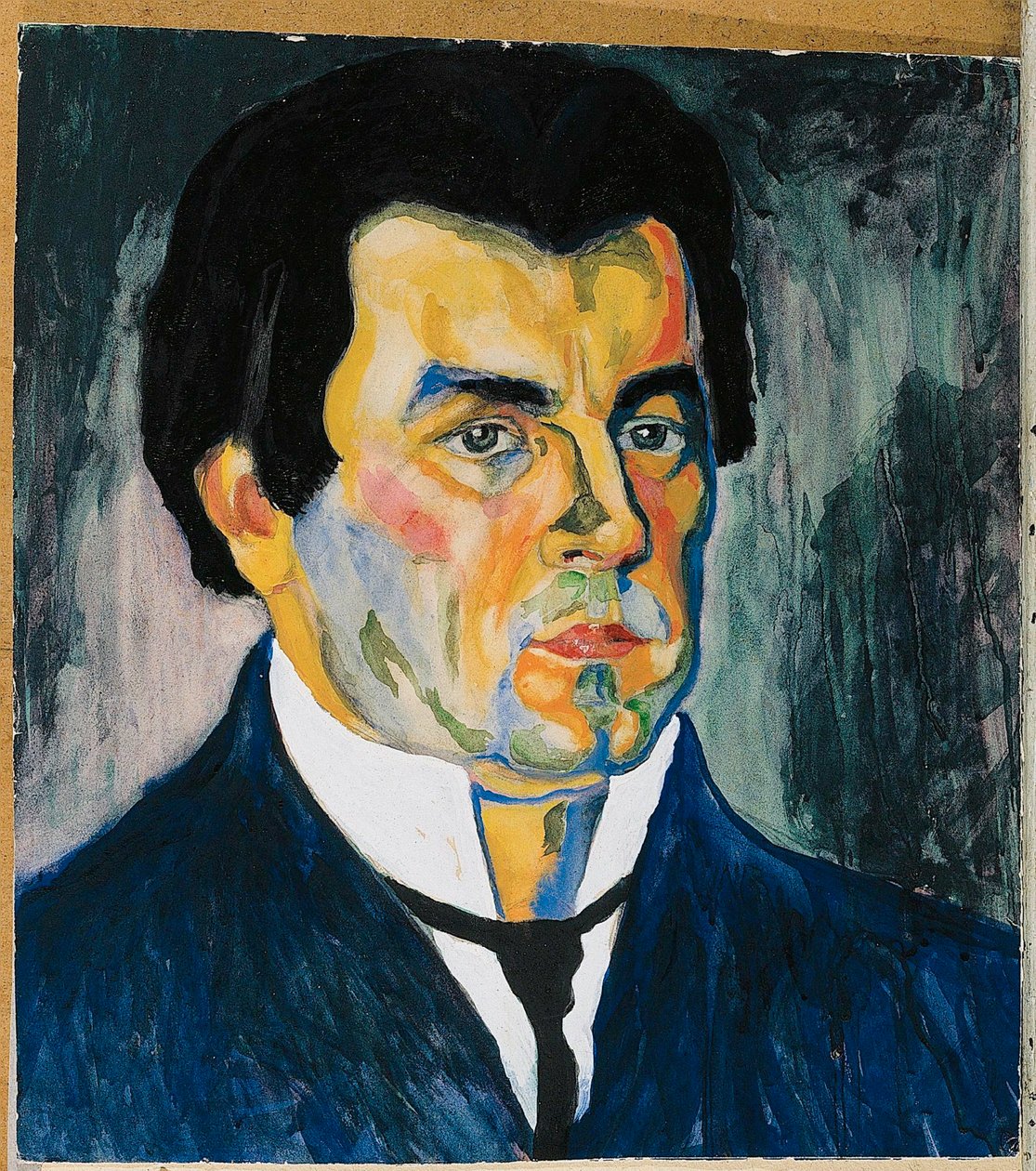 Autoportrait (aquarelle et pochoir sur papier) - Kazimir Severinovich Malevich