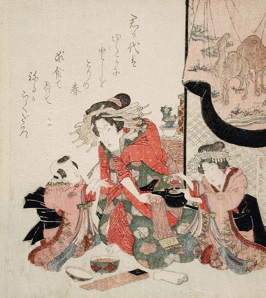 Une courtisane autorisée à se détendre et à manger - Keisai Eisen