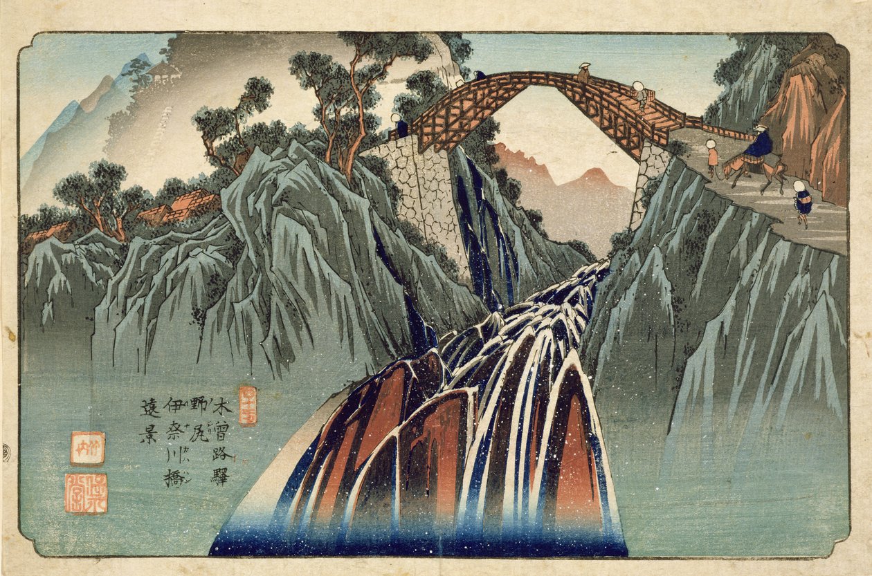Pont Inagawa à Nojiri, publié par Hoeido et Kinjudo, fin des années 1830 - Keisai Eisen