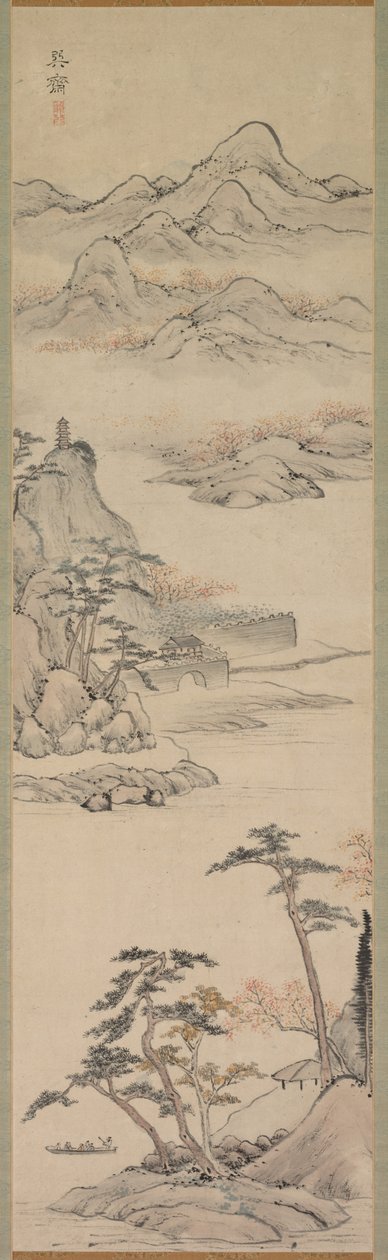 Paysage avec des bateliers - Kenkado Kimura