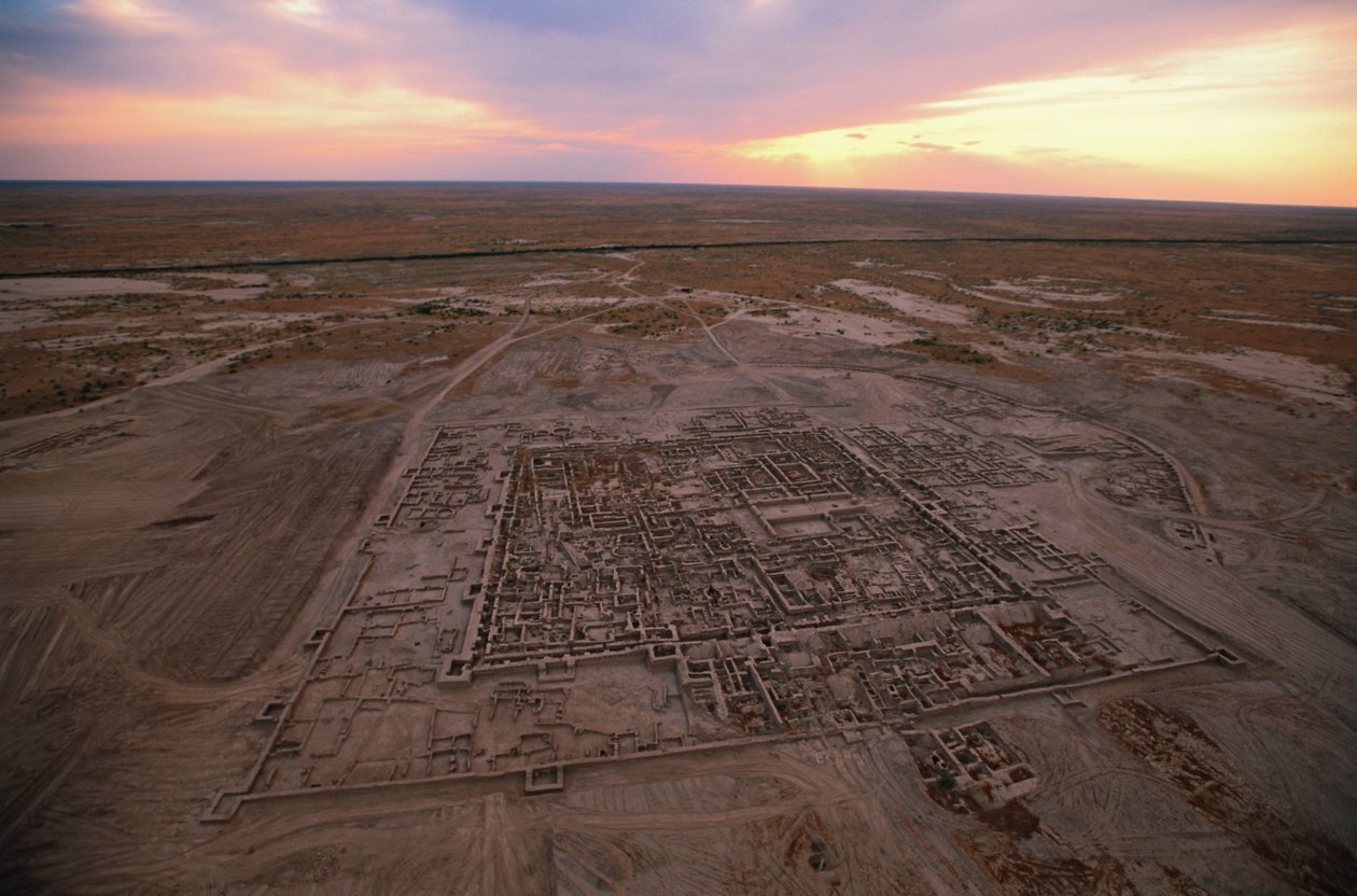 Vue aérienne du site de fouilles, civilisation de l