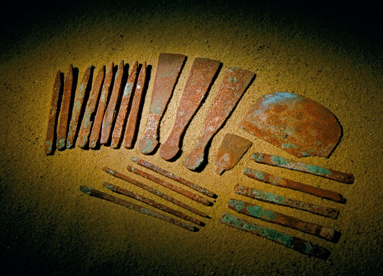 Égypte; Archéologie; Ancien Empire; Saqqara, Tombe de Qar, Qar, Médecin, cuivre, outils,... - Kenneth Garrett