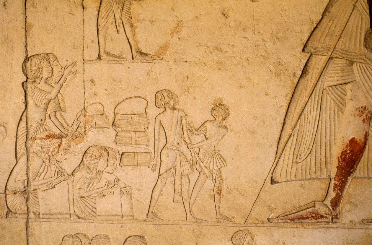 Relief de la tombe de Horemheb; représente des scribes enregistrant des prisonniers, 2003 - Kenneth Garrett