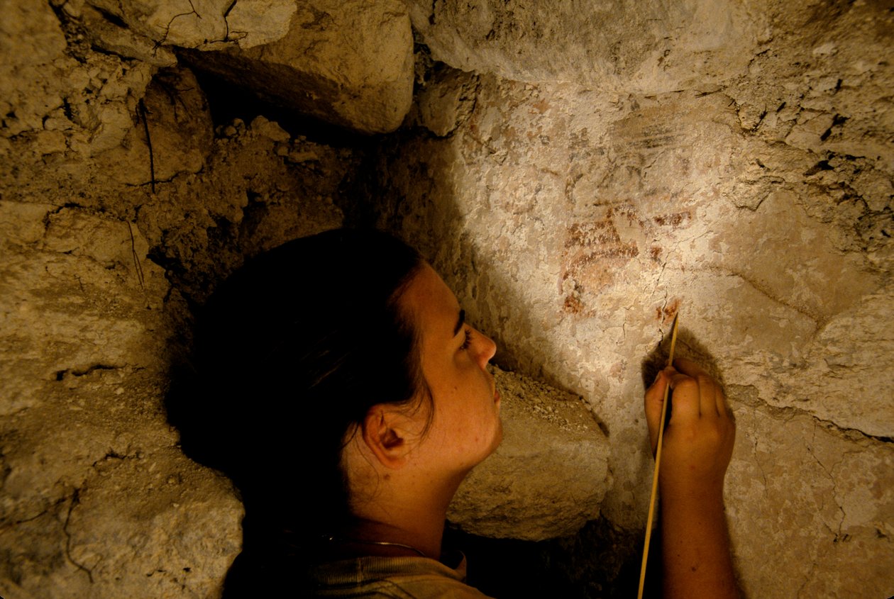 Guerrier de Teotihuacan, fresque, Sufricaya, Holmul, Guatemala, Maya, Francisco Estradabelli, 2008 - Kenneth Garrett
